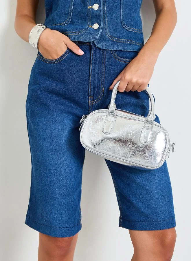 Styli  Metallic Silver Mini Hand Bag for Women | Best Price UAE