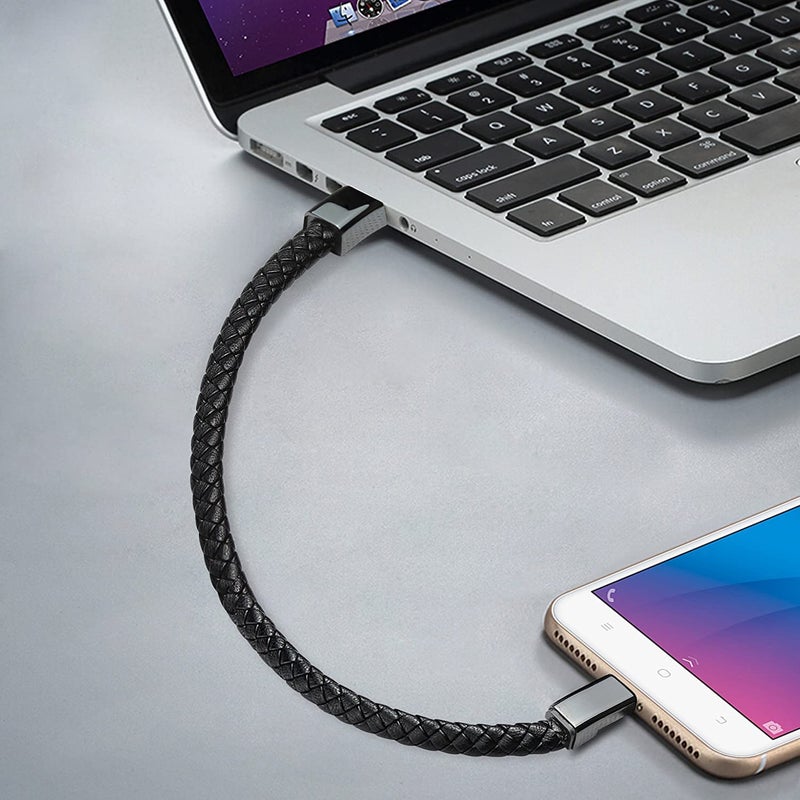 SAMERIO Bracelet Charging Cable Portable 8.9in Short Travel Charger Personality Punk Braided Leather Wrist Cord for iPhone Interesting Valentine's Day/Birthday/Thanksgiving Day Gift - Image 4