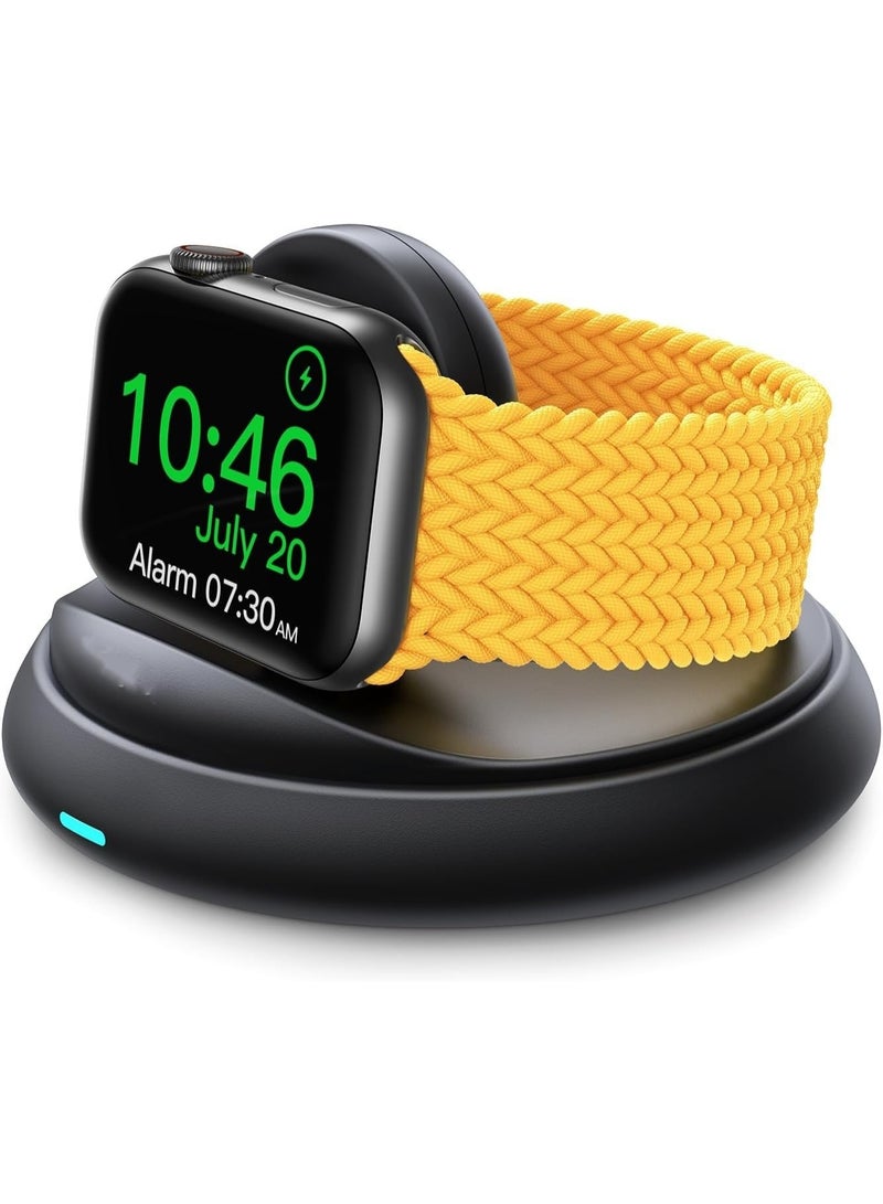 Arabest Apple Watch Charger Stand, Portable Magnetic Charging Stand with Cord – Foldable Fast Charger for Apple Watch Ultra, SE, Series 10/9/8/7/6/5/4/3/2 [Nightstand Mode] (Black) - Image 1