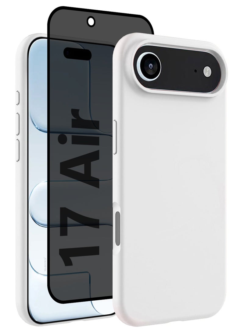 CATANES 2 Packs Silicone Protective Phone Case for iPhone 17 Air , Soft Anti-Scratch Microfiber Lining Ultra Slim Drop Protection Phone Cover with Privacy Screen Protector - White - Image 1