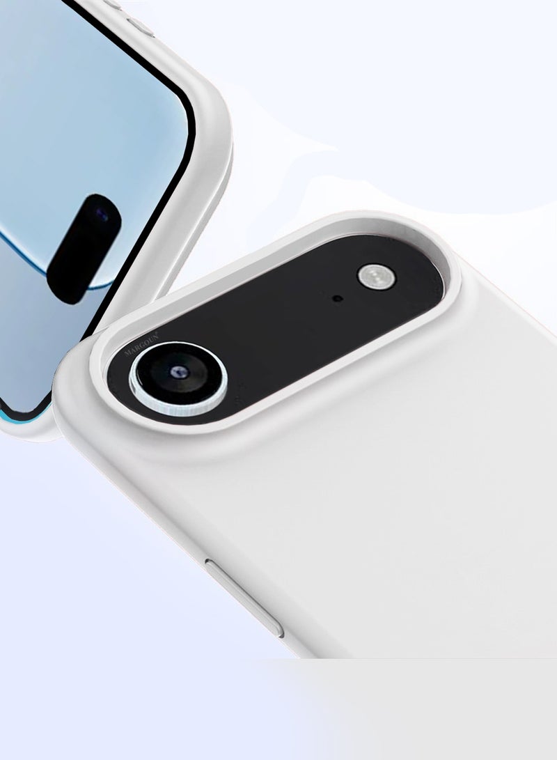 CATANES 2 Packs Silicone Protective Phone Case for iPhone 17 Air , Soft Anti-Scratch Microfiber Lining Ultra Slim Drop Protection Phone Cover with Privacy Screen Protector - White - Image 3