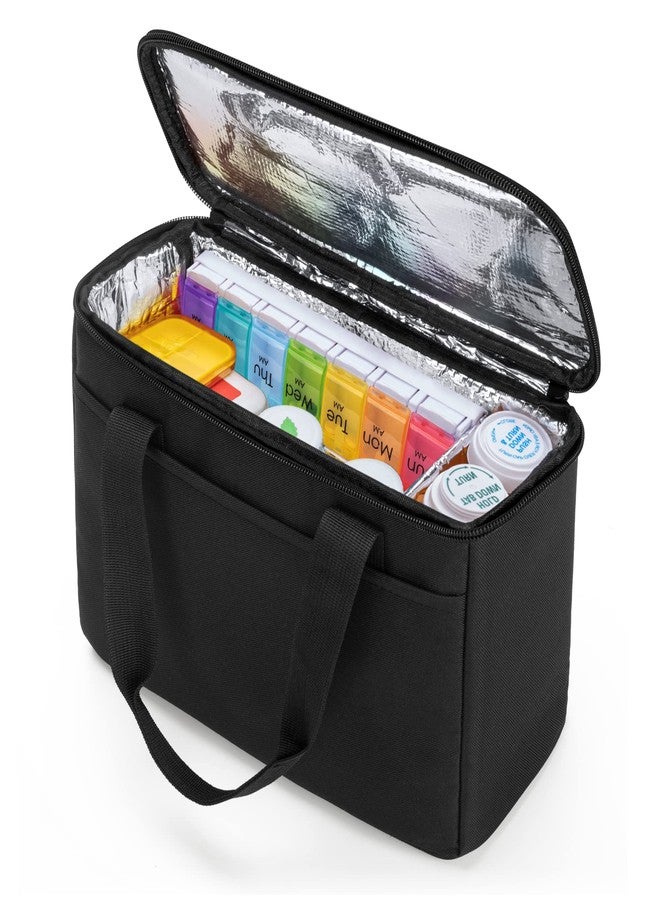 Trunab First Aid Bag Empty Small Medicine Storage Case, Insulated Medication Cooler Bag, Travel Pill Bottle Organizer for Prescription, Insulin, Supplements or Medical Supplies, Black(Bag Only) - Image 1