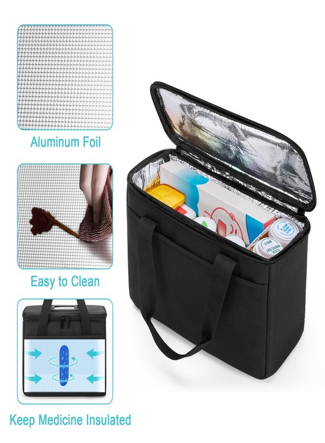 Trunab First Aid Bag Empty Small Medicine Storage Case, Insulated Medication Cooler Bag, Travel Pill Bottle Organizer for Prescription, Insulin, Supplements or Medical Supplies, Black(Bag Only) - Image 2