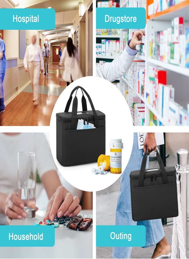 Trunab First Aid Bag Empty Small Medicine Storage Case, Insulated Medication Cooler Bag, Travel Pill Bottle Organizer for Prescription, Insulin, Supplements or Medical Supplies, Black(Bag Only) - Image 5