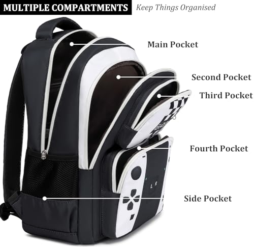 JIANYA Kids Backpack for School Boys Gamer School Bag for Elementary Kids Children 3pcs Boys Backpack with Lunch Box & Pencil Case - Image 2