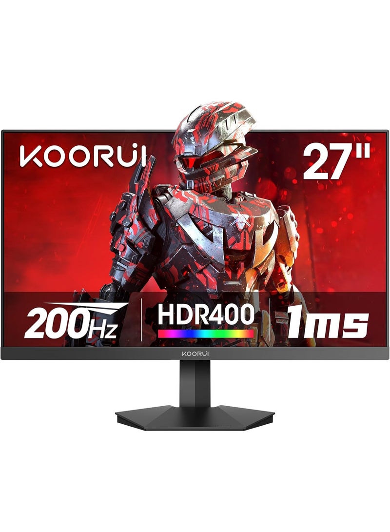 KOORUI 27 Inch Gaming Monitor | 200Hz Fast IPS, 1ms Response, FHD HDR400 Display, 90% DCI-P3, Adaptive Sync, HDMI 2.0 & DP 1.4, VESA Mountable, Tilt Adjustable G2711P - Image 1