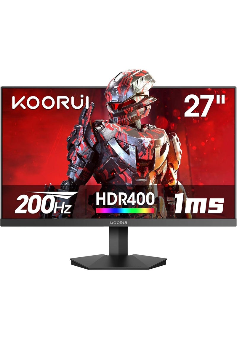 KOORUI 27 Inch Gaming Monitor | 200Hz Fast IPS, 1ms Response, FHD HDR400 Display, 90% DCI-P3, Adaptive Sync, HDMI 2.0 & DP 1.4, VESA Mountable, Tilt Adjustable G2711P - Image 1