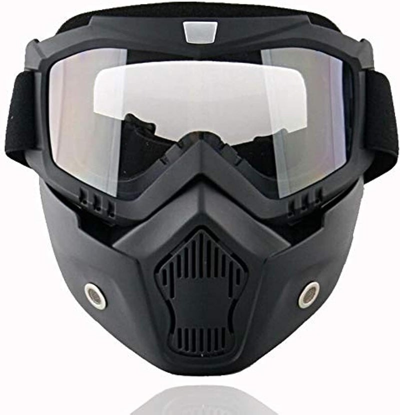 Face and Neck Protection Mask Against Dust and Wind for Motorcycles and Bicycles with Transparent Glasses