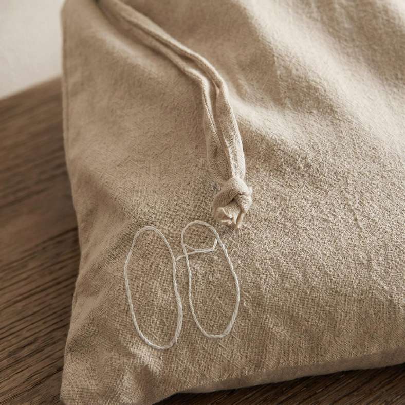Pan Home Byron Crinkle Cotton Shoe Pouch with Drawstring 33x38cm - Wheat - 262PSF9900059 - Image 2