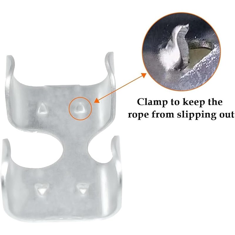 Aifeier ET Heavy Duty Double Rope Loop Clamps 1/2 Inch Zinc Plated Twisted or Braided Rope Metal Loop End Clips (Silver Color, 6 Pack) - Image 3