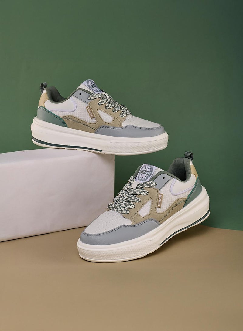 CAMPUS Women’s Cute Low Top Sneakers – Stylish Color-Block Design Shoes with Patterned Lace Detailing - Image 1