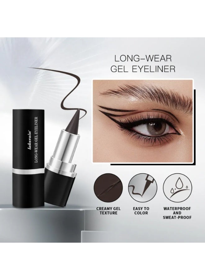 lakerain Long Wear Gel Eyeliner Creamy Gel Eyeliner Pen Smudge Proof Waterproof Sweat-proof Long Lasting Eyeliners Stick Multi Use Eye Makeup Lip Liner Eyeshadow Eyebrow Pencil Dark Brown 02 - Image 3