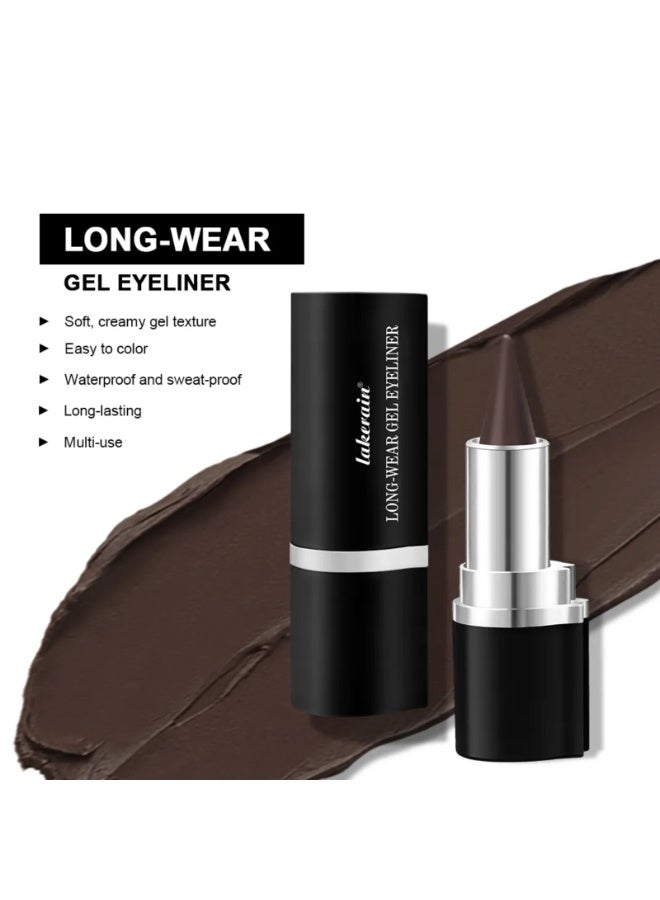 lakerain Long Wear Gel Eyeliner Creamy Gel Eyeliner Pen Smudge Proof Waterproof Sweat-proof Long Lasting Eyeliners Stick Multi Use Eye Makeup Lip Liner Eyeshadow Eyebrow Pencil Dark Brown 02 - Image 5
