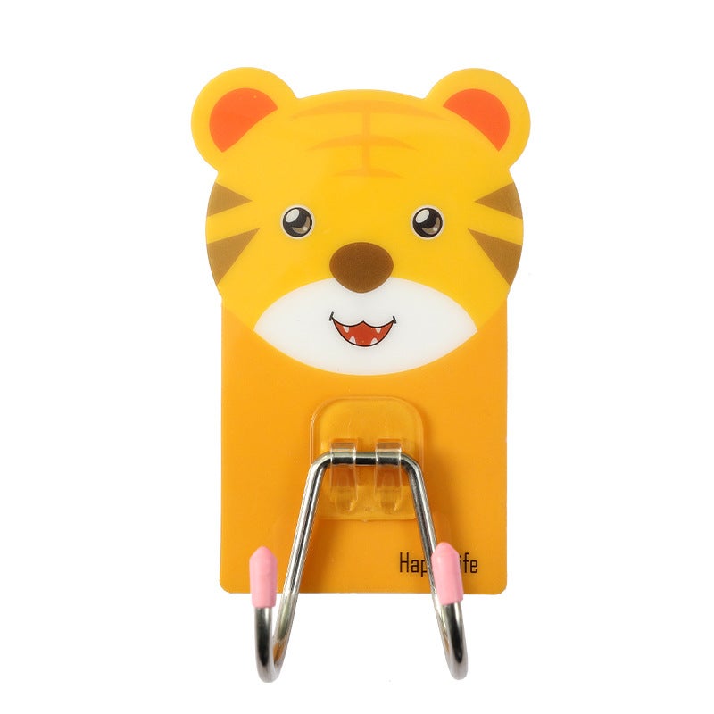 Adhesive Double Hooks for Kitchen  Bathroom Storage Orange Tiger - Image 1