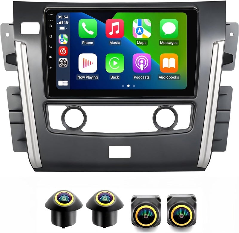 فيريكس ستيريو سيارة نيسان باترول Y62 مناسب لشاشة أندرويد 2013-2019 مع Apple Carplay Android Auto لاسلكي واي فاي DSP FM&AM BT AHD كاميرا متضمنة واجهة سريعة (4 كاميرات + 32 جيجابايت 360D) - Image 1