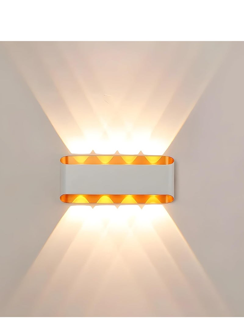 Modern Up and Down LED Wall Lamp Indoor Outdoor Wall Light Waterproof Wall sconce For Garden Lawn And Balcony White Gold Frame