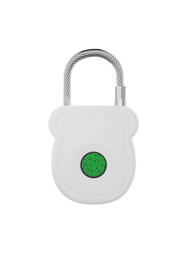XICEN Fingerprint Smart Padlock Lock, Biometric Metal Keyless Thumbprint Lock, Waterproof, USB Rechargeable, for Gym Locker, School Locker, Luggage, Backpack, Suitcase (White) - Image 1