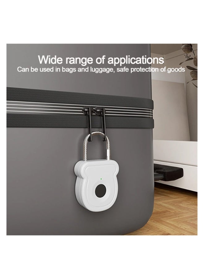 XICEN Fingerprint Smart Padlock Lock, Biometric Metal Keyless Thumbprint Lock, Waterproof, USB Rechargeable, for Gym Locker, School Locker, Luggage, Backpack, Suitcase (White) - Image 4