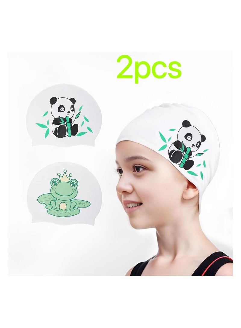 Generic 2 Pack Adult Swim Caps for Women Silicone Swim Cap for Women Silicone Waterproof Bathing Cap Swimming Hat for Long and Short Hair - Image 1