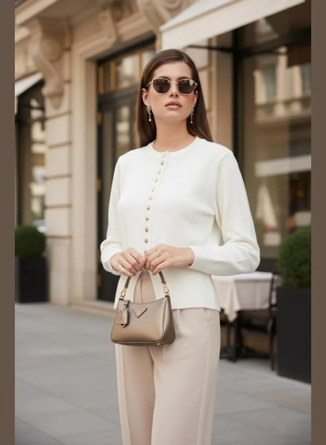 Lela Lela Premium Comfort Fit Round Collar Crop Knitwear Cardigan Women's CARDIGAN 680HI00164