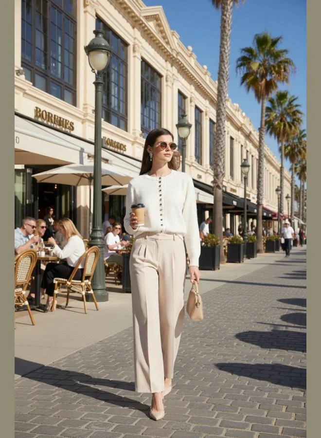 ليلا كارديجان ليلا نسائي محبوك بقصة قصيرة بياقة دائرية وراحة فائقة