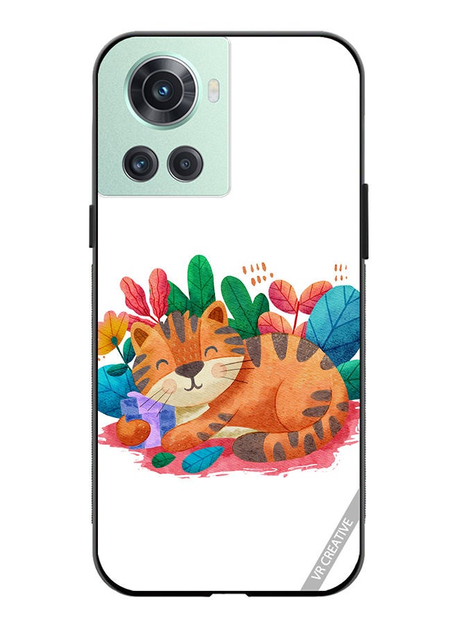 VR CREATIVE Protective Case Cover For OnePlus 10R Sleepy Cat Design Multicolour - Image 1