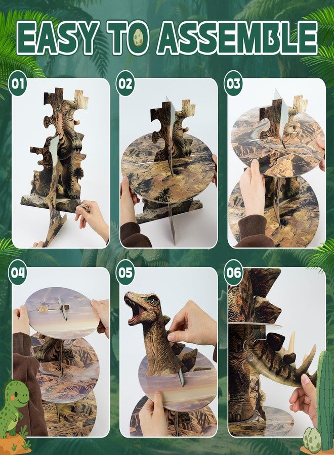 Bsenhe Stegosaurus Dinosaur Cupcake Stand, Dinosaur Birthday Decorations Dino Party Decorations 3-Tier Cupcake Holder for Dino Land Theme Party Birthday Supplies (1) - Image 4