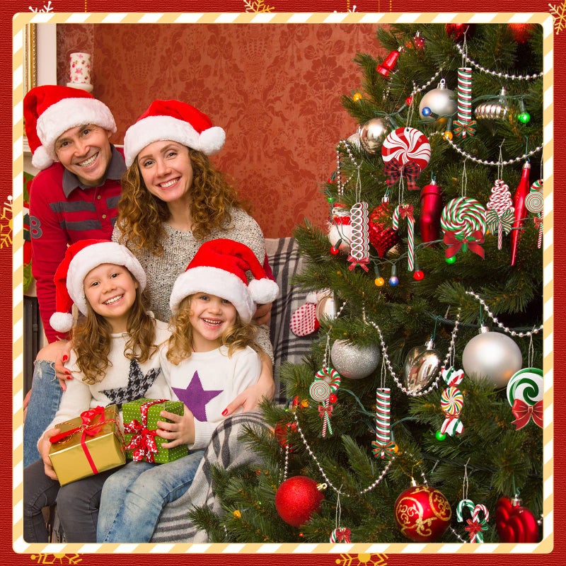 Macarrie 60 Pcs Christmas Candy Ornaments Candy Cane for Christmas Tree Ornaments Lollipop Hanging Ornaments Wood Candy Decorations Red and White Christmas Ornaments Xmas Peppermint Cutouts (Vivid Style) - Image 3