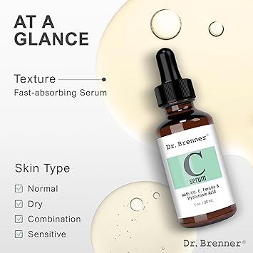 Dr Brenner Vitamin C Serum 20 Pure LAscorbic Acid Ferulic Acid Vitamin E and Hyaluronic Acid for Face and Eyes 1oz by Dr Brenner  - Image 4
