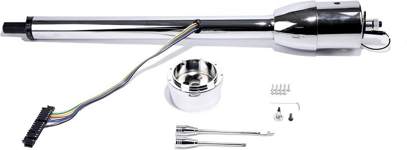 Pateyney 28" Chrome Tilt Street Rod Floor Shift Steering Column with Wheel Adapter - Image 1