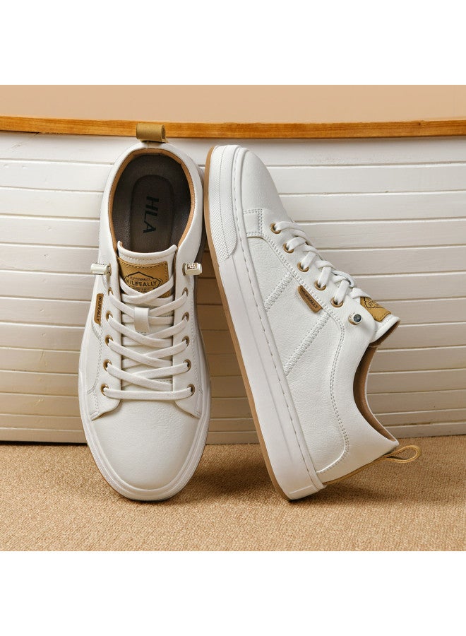 HLA Men's White Sneakers, Slip-on Casual Lace-free Loafers, Versatile Commuter Shoes - Image 3