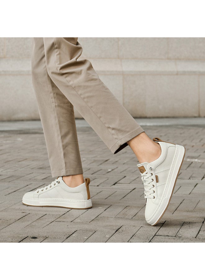 HLA Men's White Sneakers, Slip-on Casual Lace-free Loafers, Versatile Commuter Shoes - Image 4