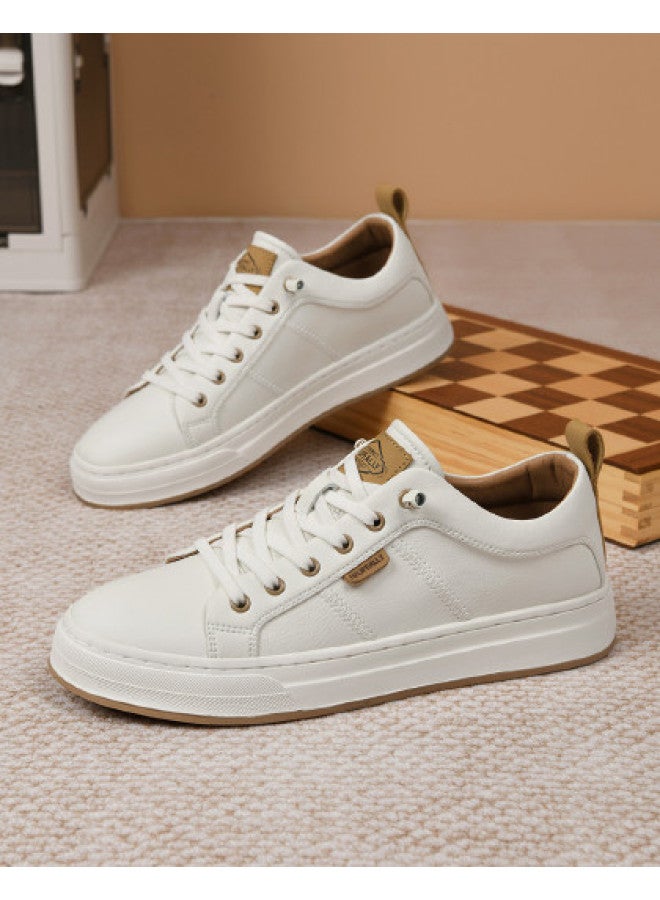 HLA Men's White Sneakers, Slip-on Casual Lace-free Loafers, Versatile Commuter Shoes - Image 1