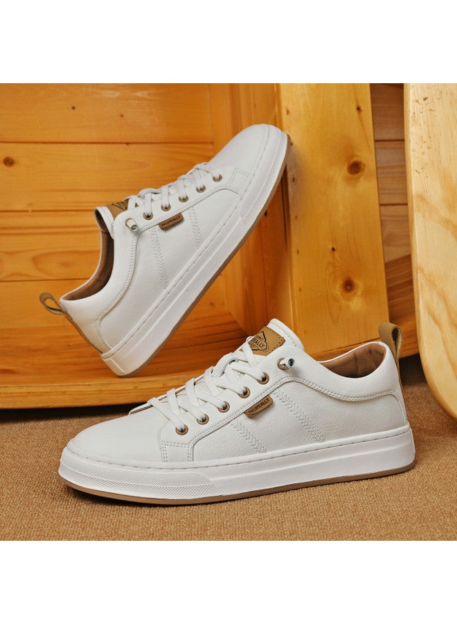 HLA Men's White Sneakers, Slip-on Casual Lace-free Loafers, Versatile Commuter Shoes - Image 5