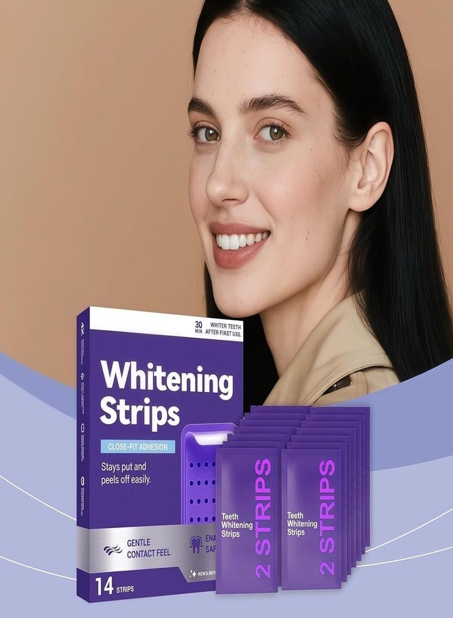 OSFRIAGE Purple Teeth Whitening Strips,Gentle Daily Stain Reduction & Natural Shine, Portable for Home or On-The-Go Use, 14 Strips - Image 2