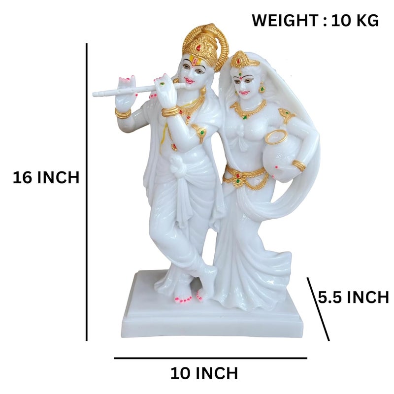 Niraj Art Marble Beautifully Handicraft Radha Krishna Statue for Temple Decoration Items for Home Decor Living Room Mandir Temple Pooja Room Table Top Office Decorative Gifts White Gold - Image 5