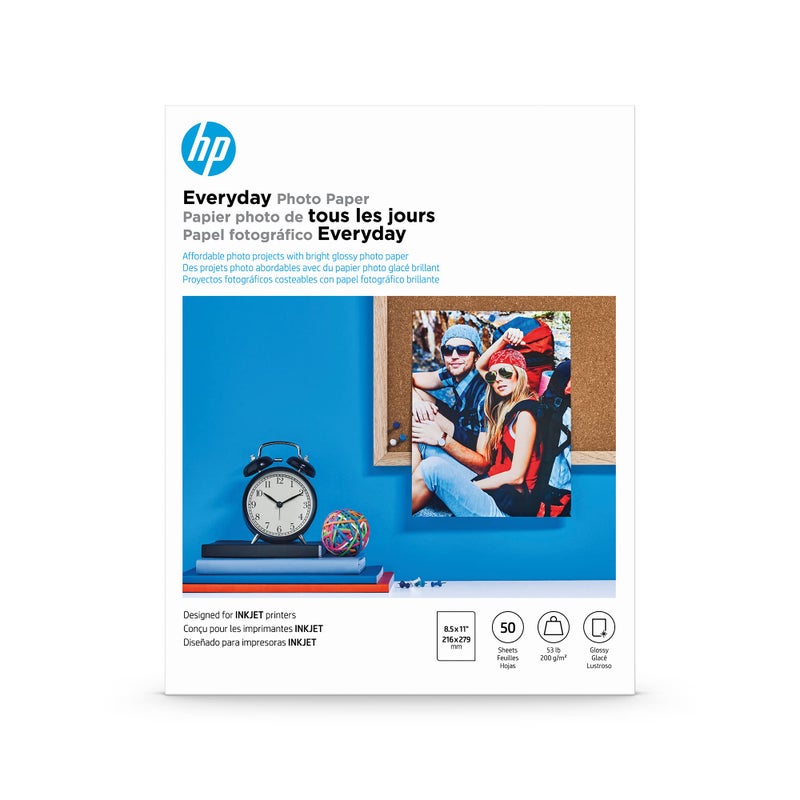 HP ورق الصور اليومي HP Glossy مقاس 8.5x11 في 50 ورقة (Q8723A) - Image 1