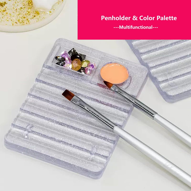 Dr.nail 62Pcs Nail Art Brushes Tools,5 Pcs Liner Brushes for Nails,Nail Sponges for Ombre with Grabbing Pen, Dual Tipped Silicone Dotting Sculpture Pen and Mixing Palette Pen Holder, Nail Design Brushes - Image 5