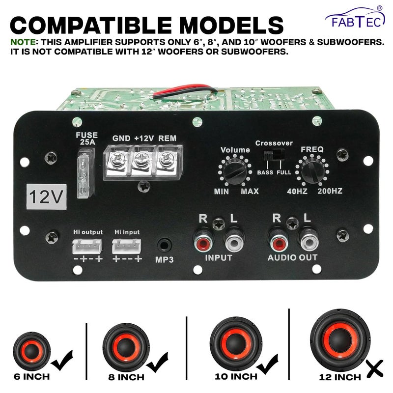 FABTEC مضخم صوت سيارة متعدد القنوات 120 واط ثنائي القناة 12 فولت، مجموعة مضخم صوت أحادي، كلاس AB، مزود طاقة موصل MOSFET (ضمان سنة واحدة) - Image 3