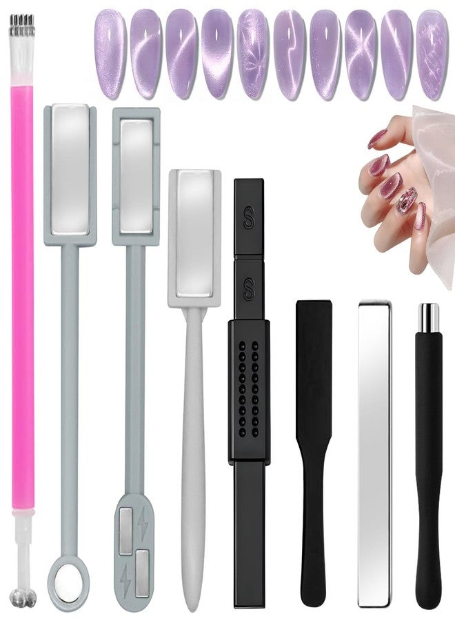CANIPHA 8Pcs Cat Eye Nail Magnet Set Cat Eye Magnet for Nails, Cateye Nail Magnet Tool Kit, Strong Magnetic Properties Magnets for Nails, Nail Magnets for Nail Art for Creating Various Cat-Eye Effects - Image 1