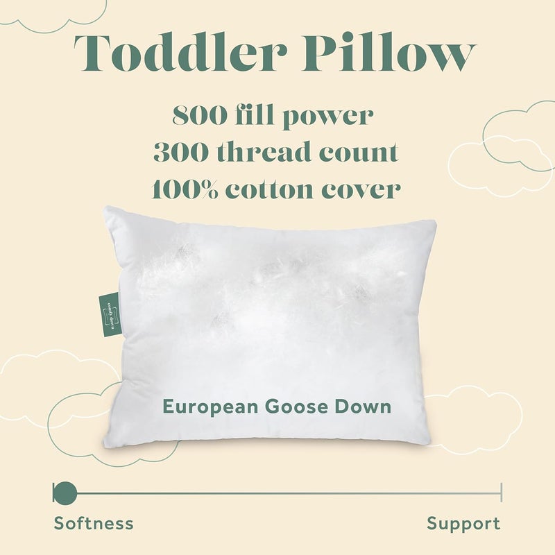 ComfyDown Toddler Pillow, 800 Fill Power Goose Down Fill, 300 Thread Count 100% Cotton Cover - Made in USA 18 Months to 6 Years (12" X 16") - Image 3