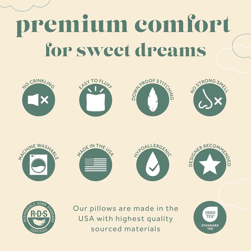 ComfyDown Toddler Pillow, 800 Fill Power Goose Down Fill, 300 Thread Count 100% Cotton Cover - Made in USA 18 Months to 6 Years (12" X 16") - Image 5