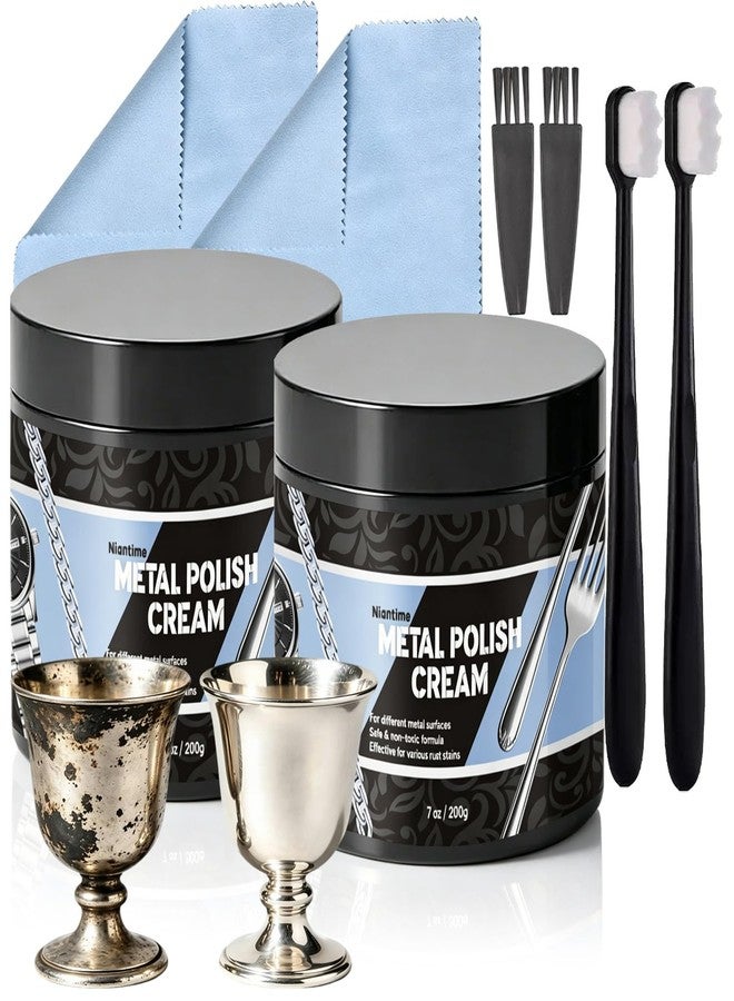 Niantime 2Pack Metal Polish Cream, 7 oz, Non-Abrasive Tarnish and Oxidation Remover for Chrome, Aluminium, Brass, Copper, Sterling Silver, Stainless Steel - Image 1