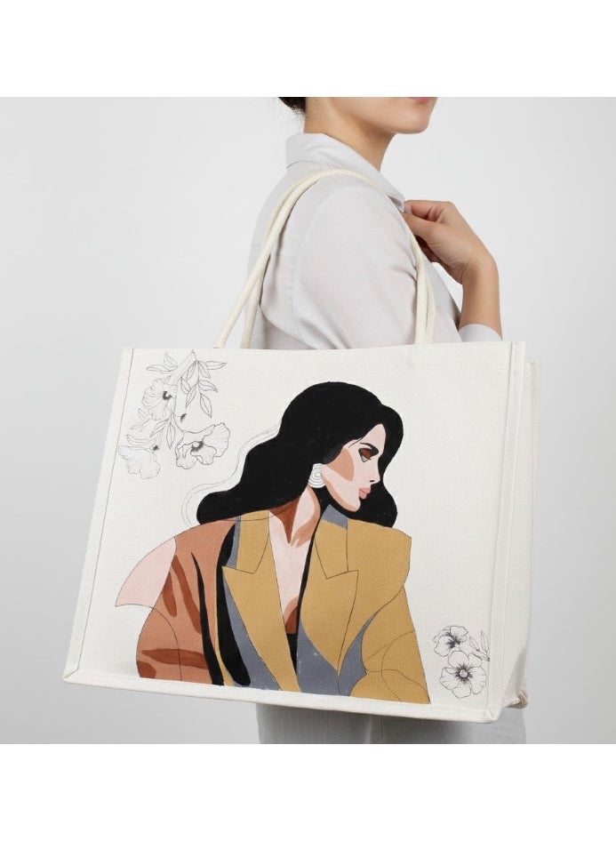 جينتيك حقيبة حمل فنية جمالية - حقيبة كتف فنية مرسومة، حقيبة تسوق قماشية قابلة لإعادة الاستخدام، هدية مثالية للنساء - Image 1