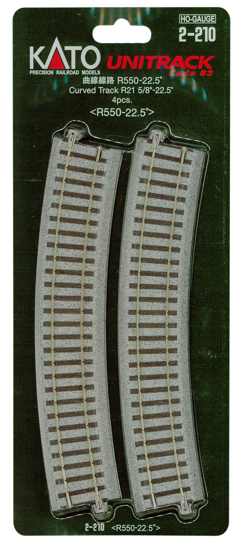 Kato USA Inc. HO 550mm 21-5/8 Radius Curve 22.5-Degree 4 KAT2210 HO Track - Image 3