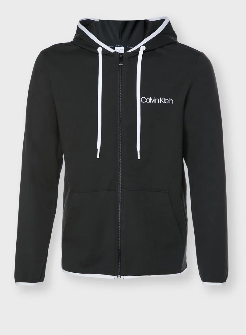 CALVIN KLEIN Chest Logo Zip Through Hoodie