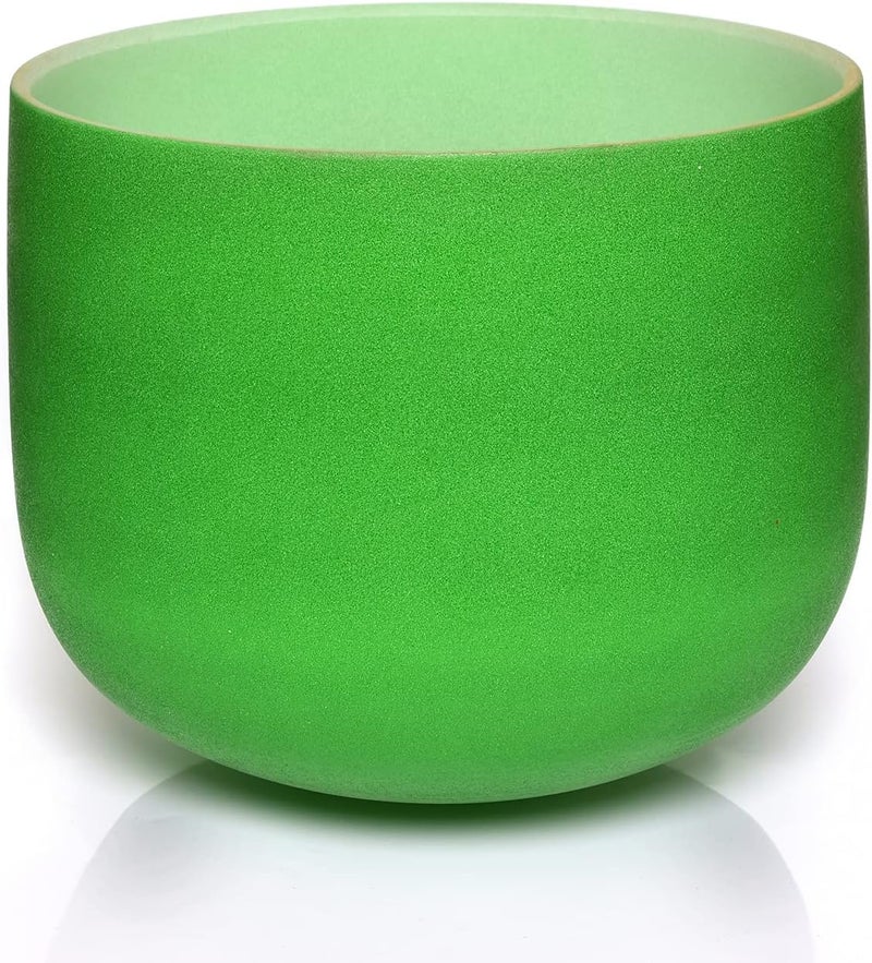 Territory F Note Heart Chakra Green Colored Quartz Frosted Crystal Singing Bowl 8 inch - Image 2