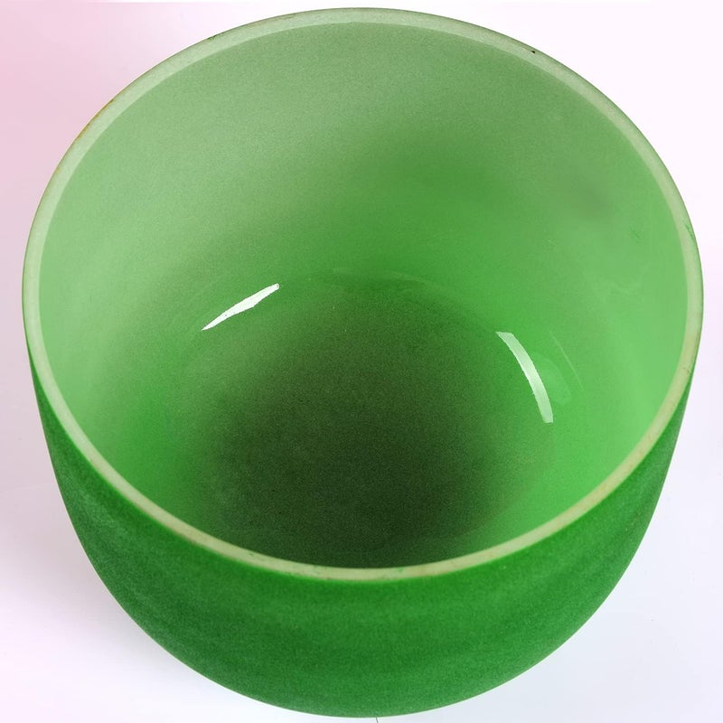 Territory F Note Heart Chakra Green Colored Quartz Frosted Crystal Singing Bowl 8 inch - Image 4