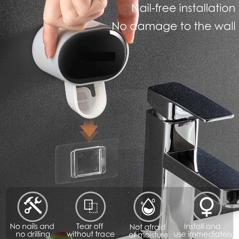 TGOPIT TGOPIT Toothpaste DispenserAutomatic Toothpaste Squeezer Fit for Kids AdultsHands Free Wall Mounted Toothpaste Holder With Selfstick StickerPunchFree Toothpaste Squeezer For Family Washroom1Pcs  - Image 4