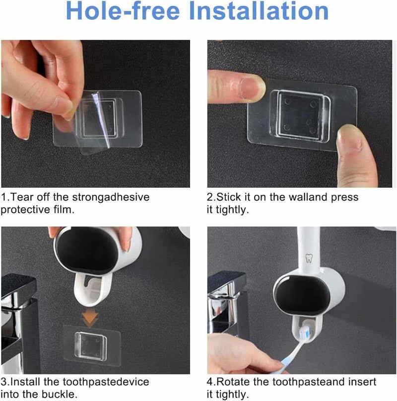 TGOPIT TGOPIT Toothpaste DispenserAutomatic Toothpaste Squeezer Fit for Kids AdultsHands Free Wall Mounted Toothpaste Holder With Selfstick StickerPunchFree Toothpaste Squeezer For Family Washroom1Pcs  - Image 2